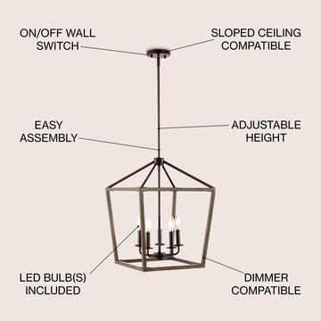 Oria 10" Iron Farmhouse Industrial Lantern LED Pendant